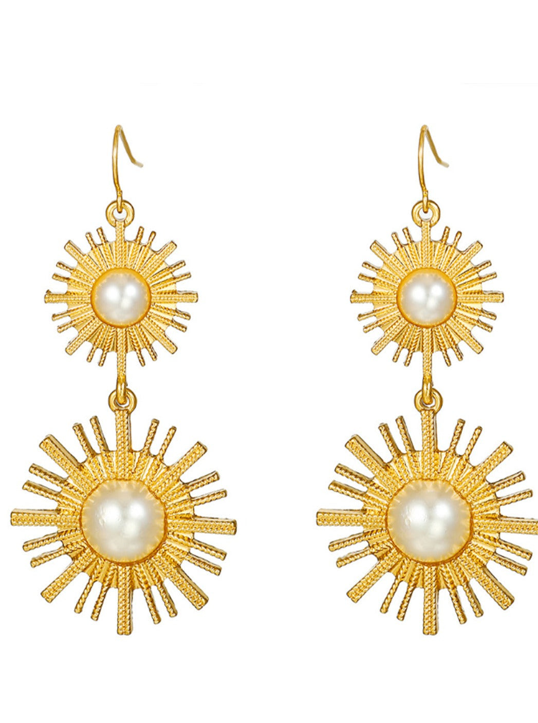 Sunburst Pearl Drop Earrings-CALLISTARI