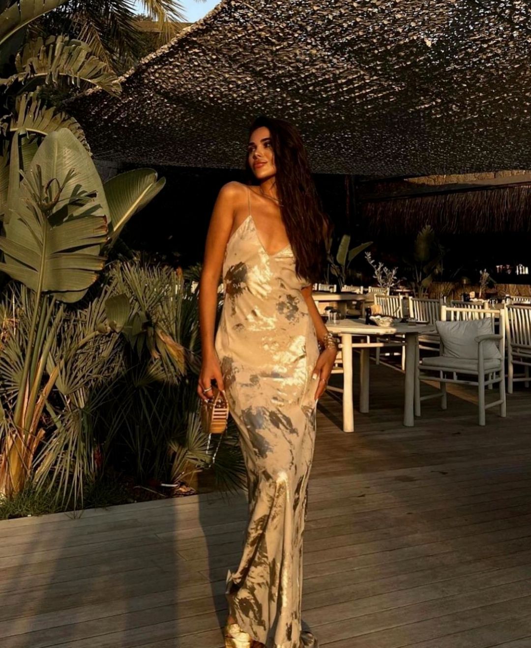 Metallic Gold Slip Maxi Dress-CALLISTARI