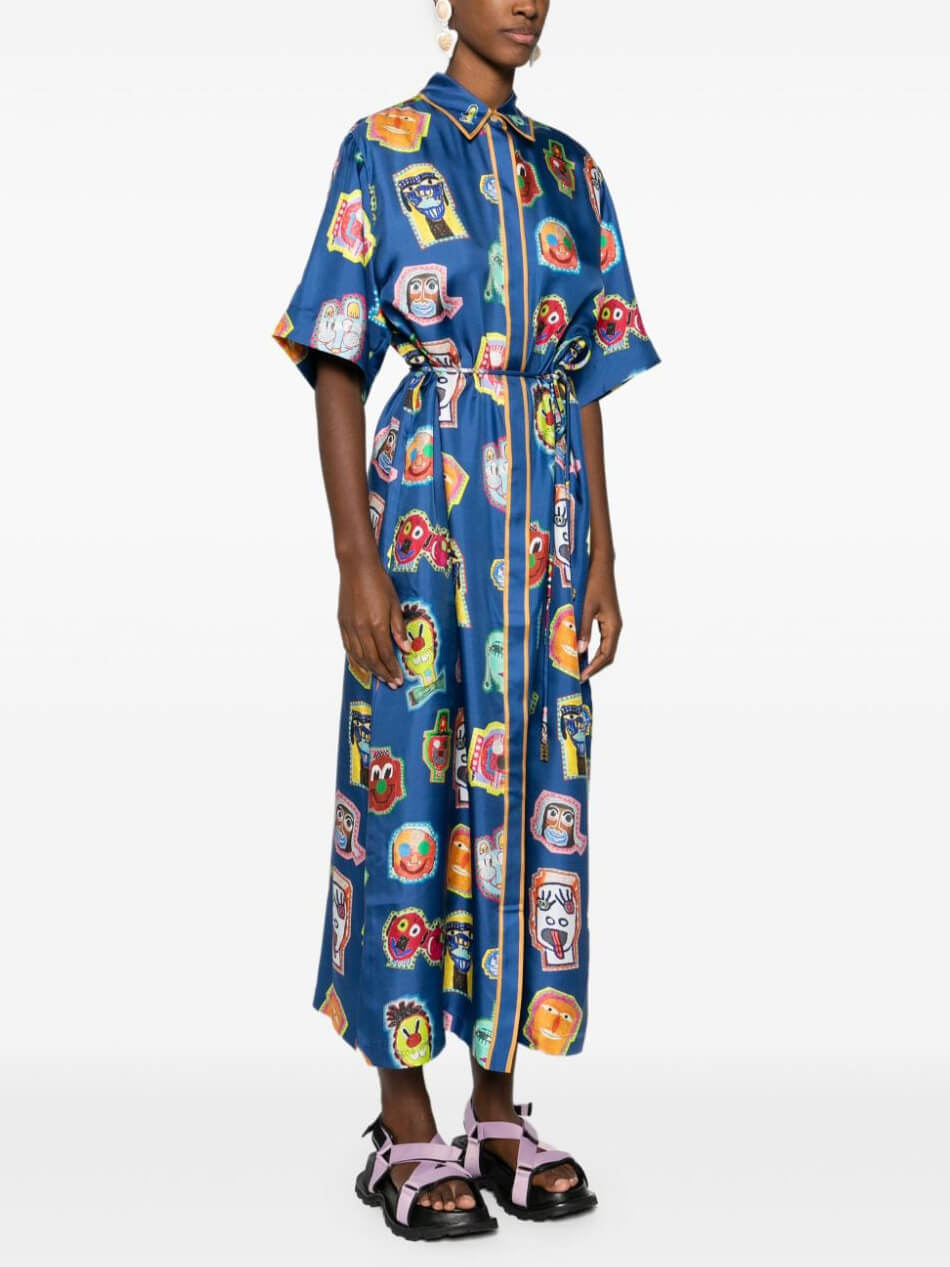 Unique Graffiti Fun Print Midi Dress-CALLISTARI