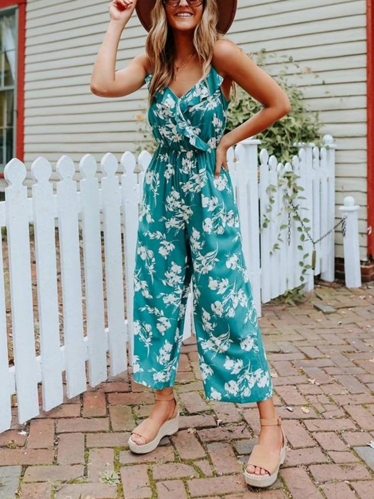 Perfect Floral Sleeveless Wide-Leg Jumpsuit-CALLISTARI