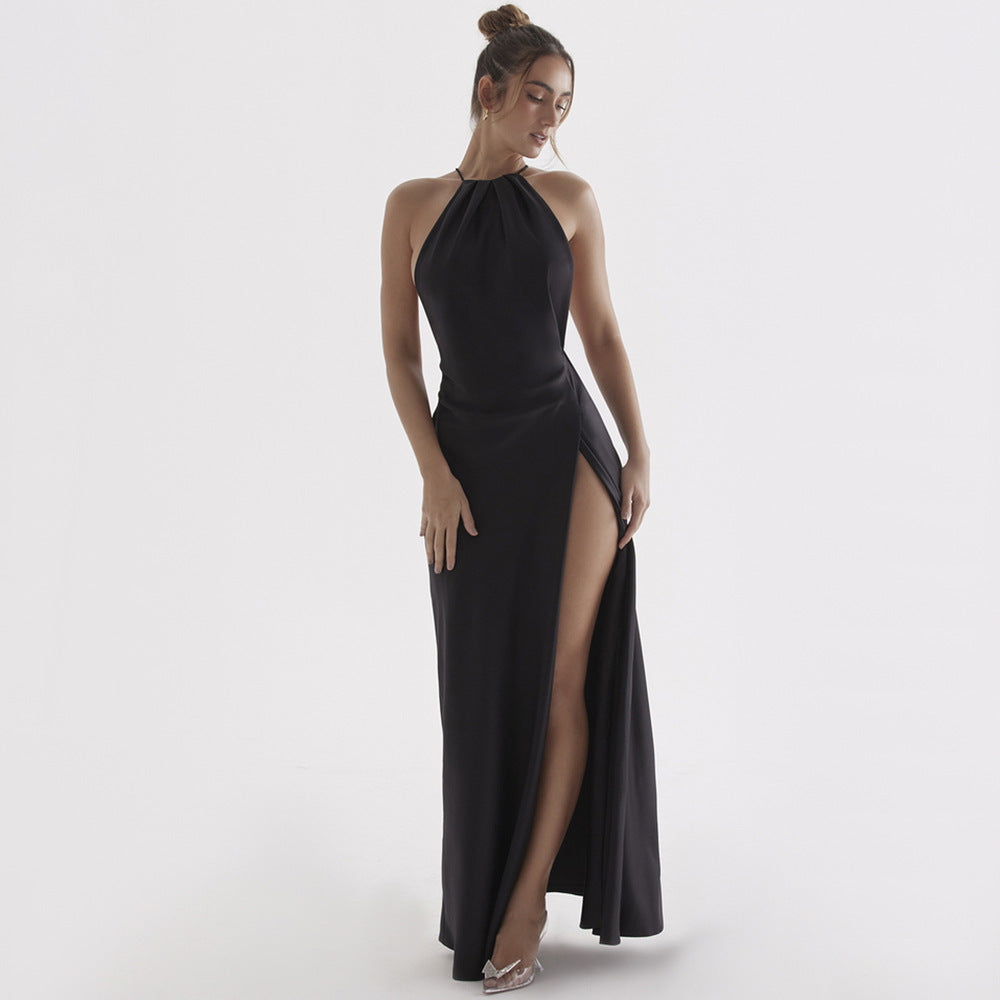Black Thigh Slit Maxi Dress-CALLISTARI