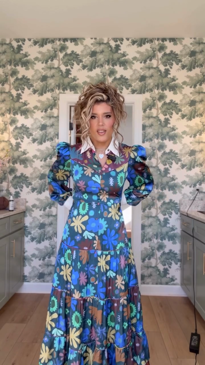 Retro Print Long Dress