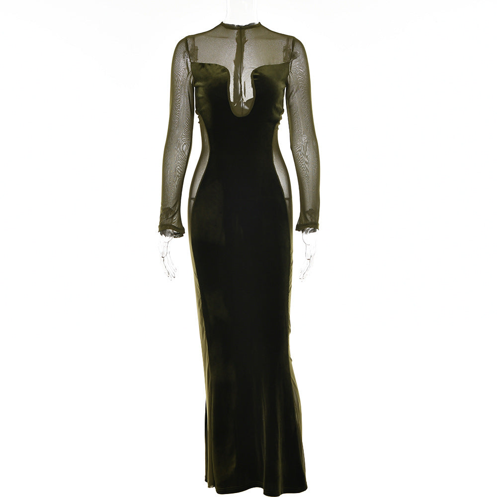 Koko Sheer Ruched Maxi Dress-CALLISTARI