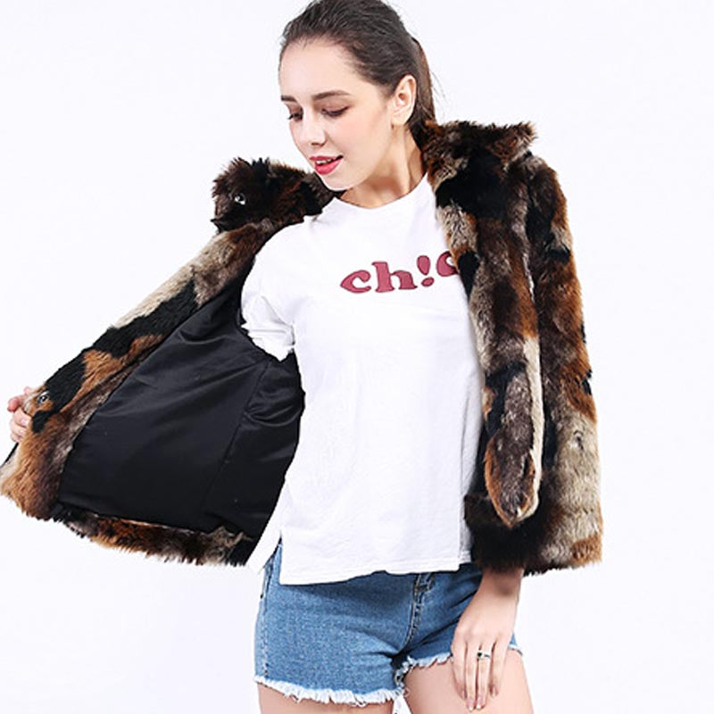Mock neck winter short faux fur coats-CALLISTARI