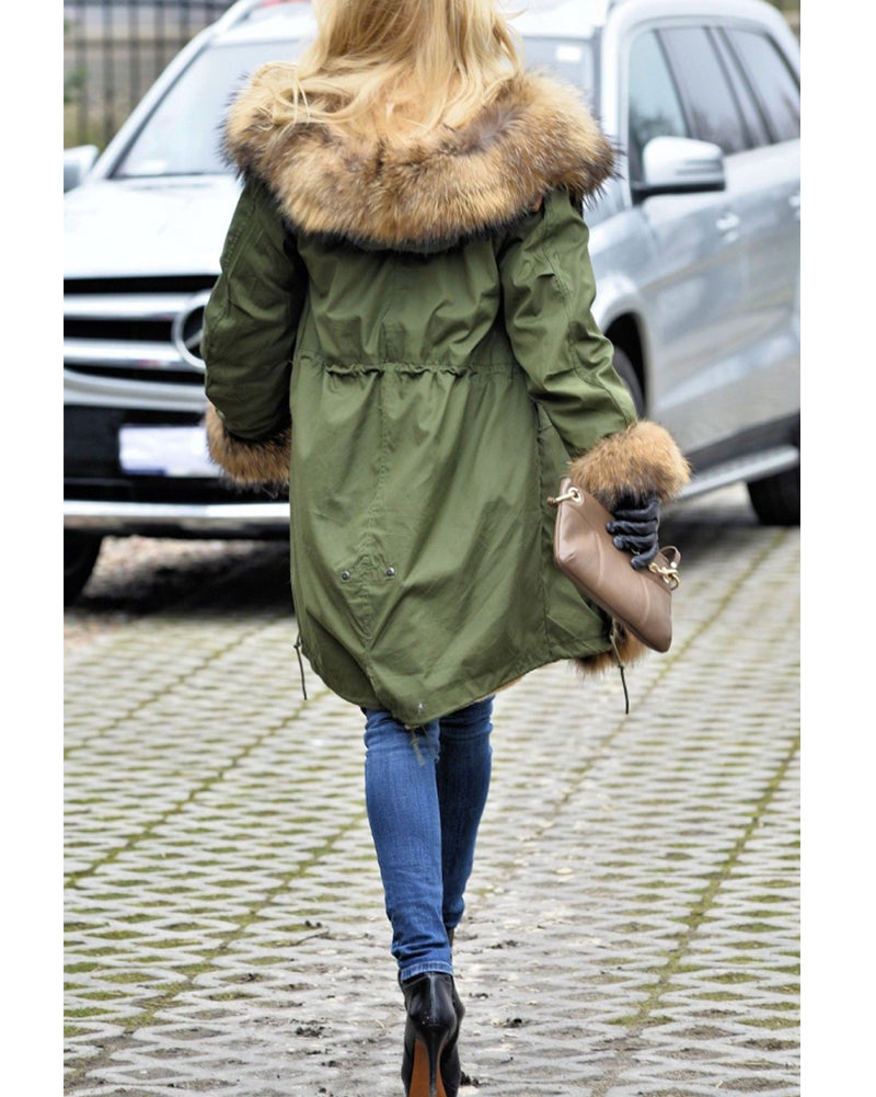 Callistari Womens Hooded Faux Fur Lined Warm Coats Parkas Anoraks Outwear Winter Long Jackets-CALLISTARI