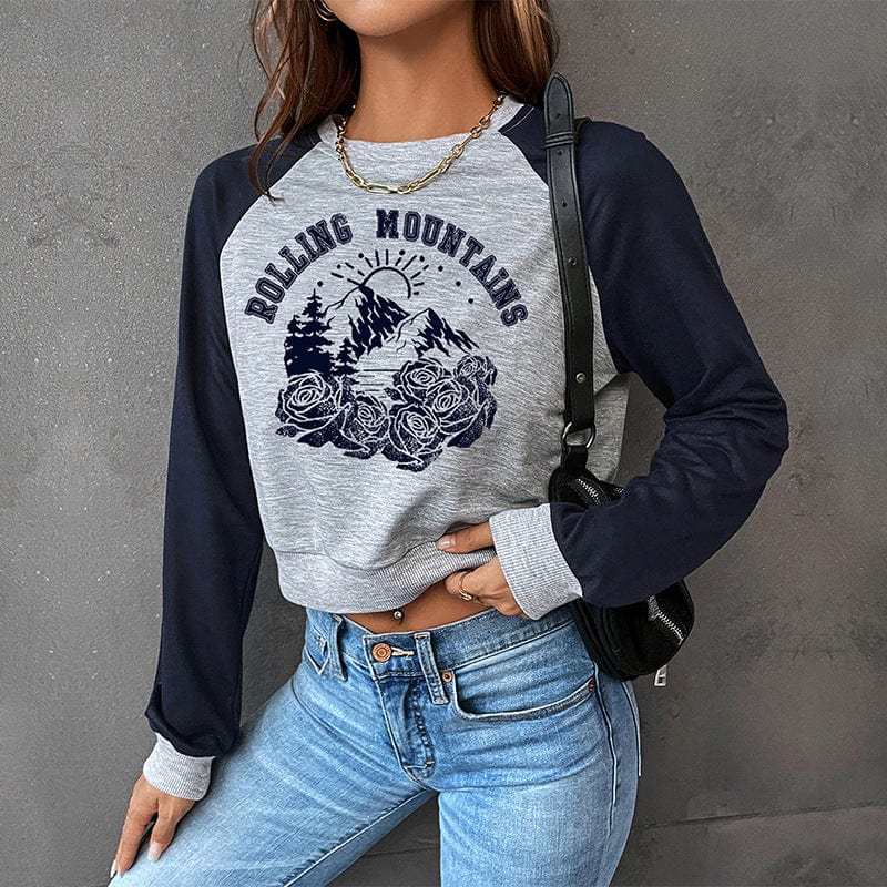 Rolling Mountains Graphic Print Sweatshirt-Mesadic