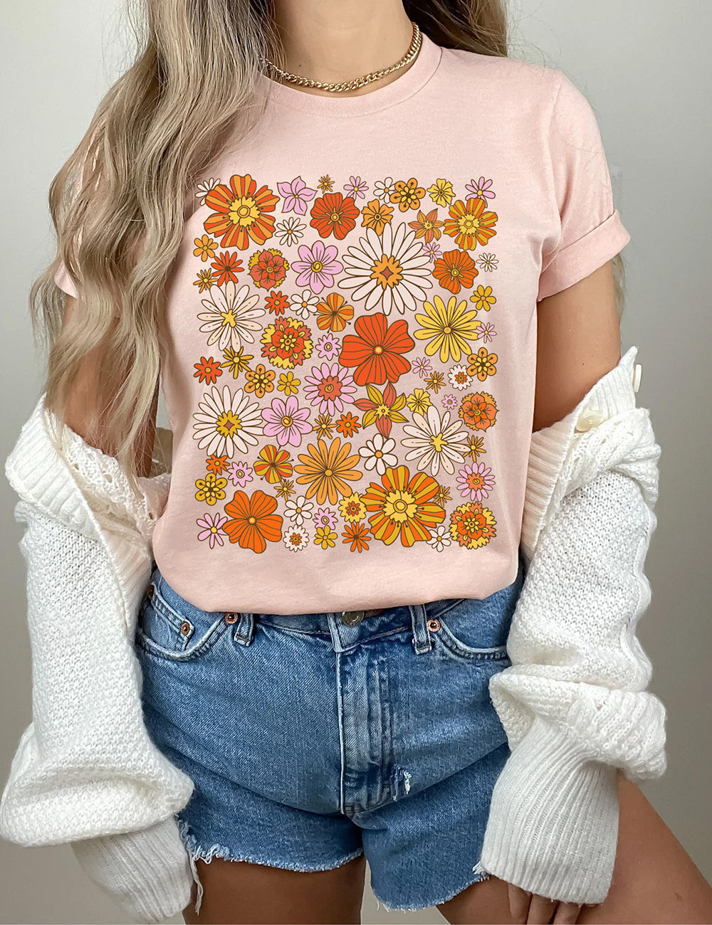 Retro Flower Basic Tee-CALLISTARI