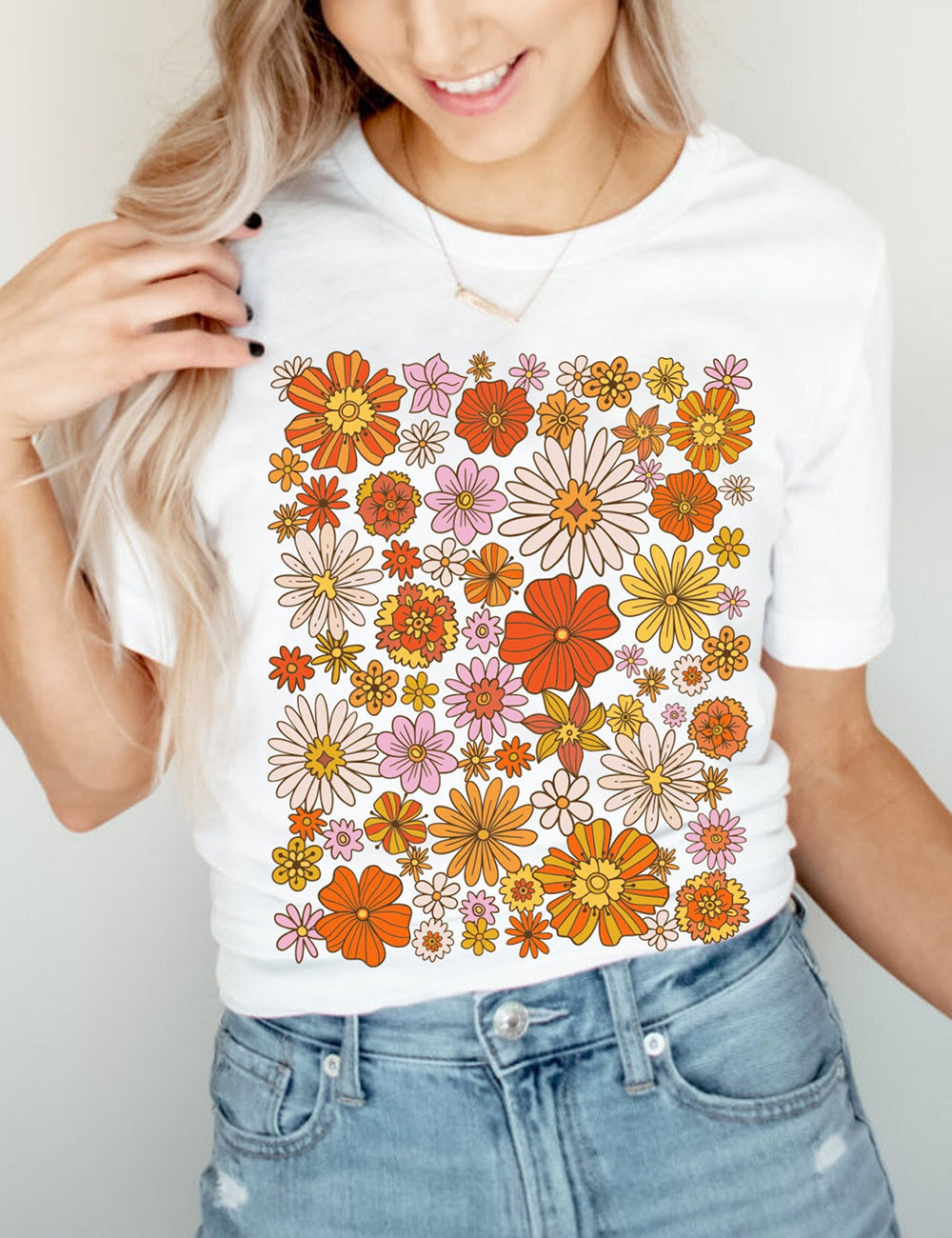 Retro Flower Basic Tee-CALLISTARI
