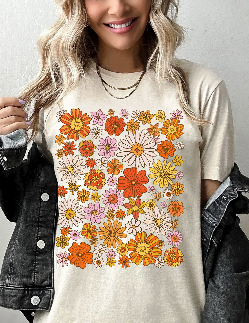 Retro Flower Basic Tee-CALLISTARI