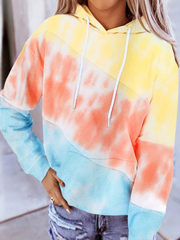 Casual Long Sleeve Panel Printed Hoodie-CALLISTARI