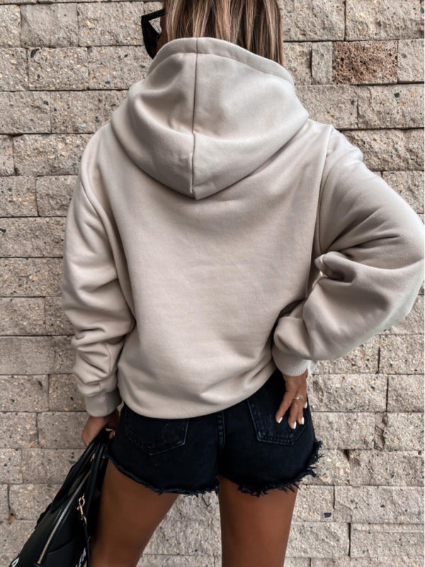 Casual Long Sleeve Solid Pullover Hoodie-CALLISTARI