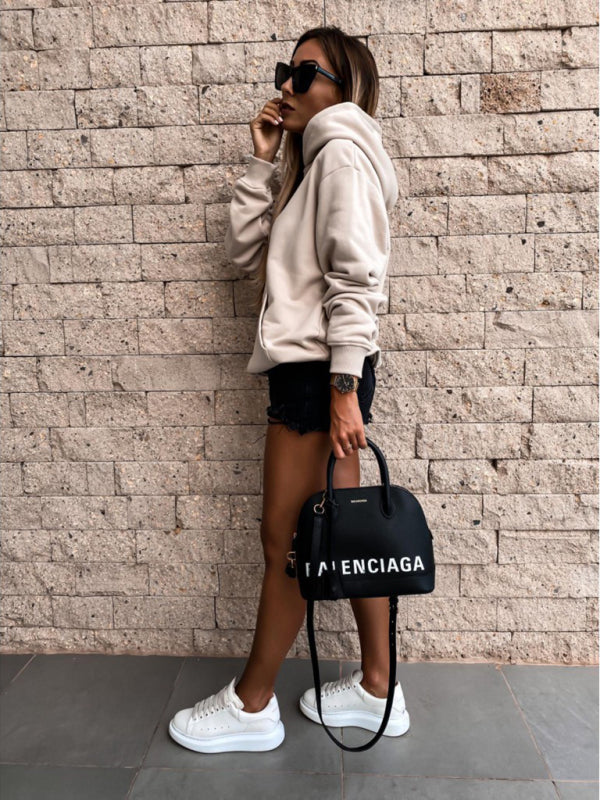 Casual Long Sleeve Solid Pullover Hoodie-CALLISTARI