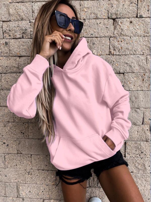 Casual Long Sleeve Solid Pullover Hoodie-CALLISTARI