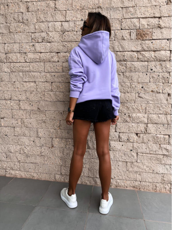 Casual Long Sleeve Solid Pullover Hoodie-CALLISTARI