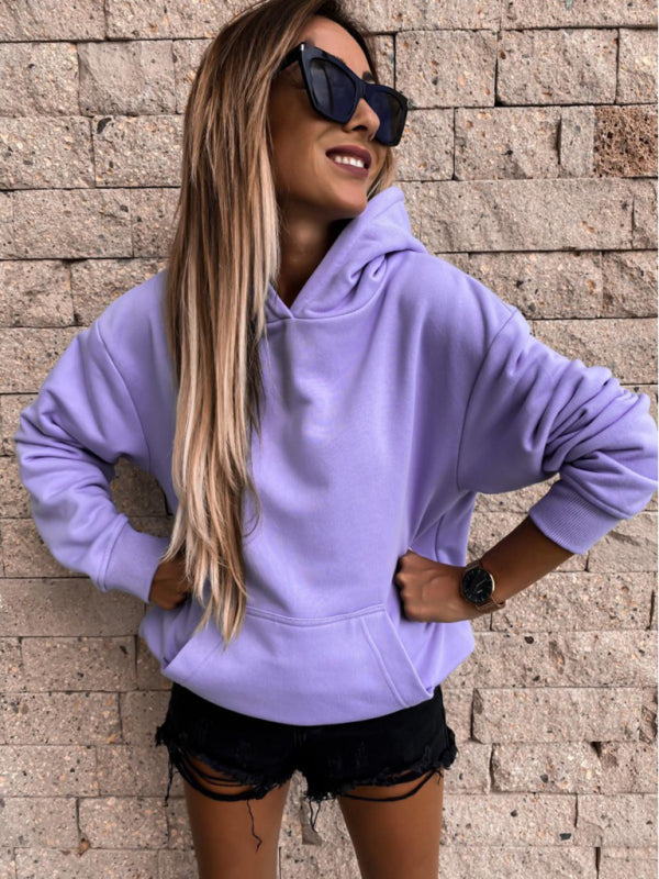 Casual Long Sleeve Solid Pullover Hoodie-CALLISTARI