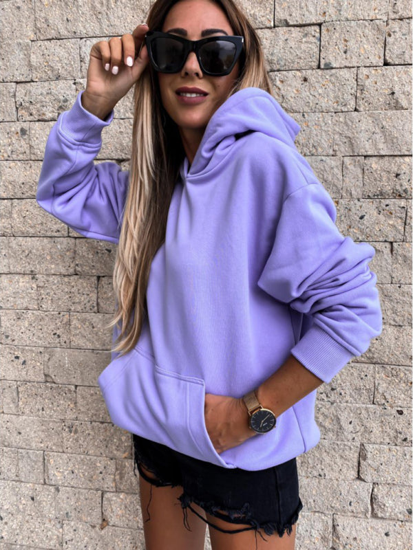 Casual Long Sleeve Solid Pullover Hoodie-CALLISTARI
