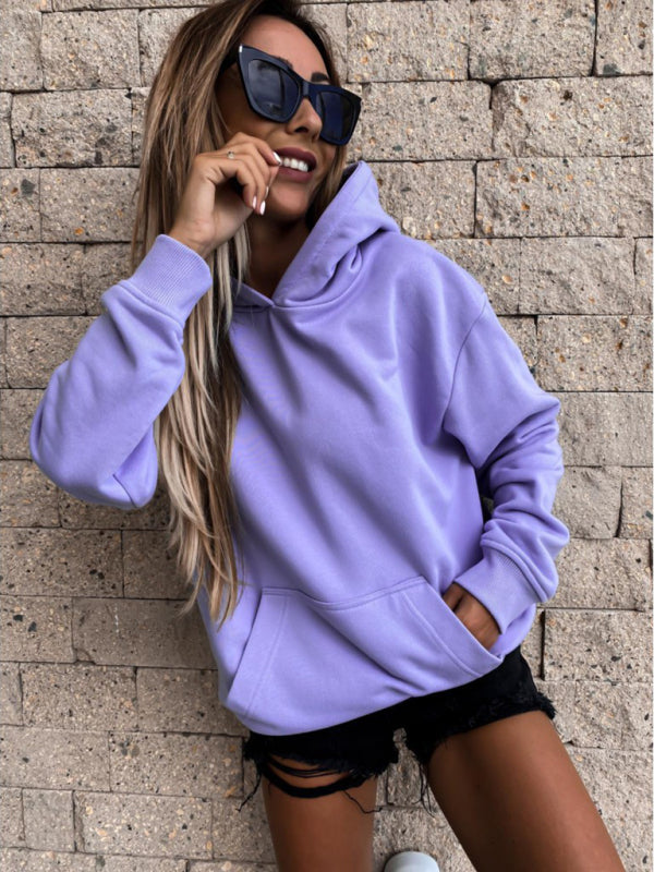 Casual Long Sleeve Solid Pullover Hoodie-CALLISTARI