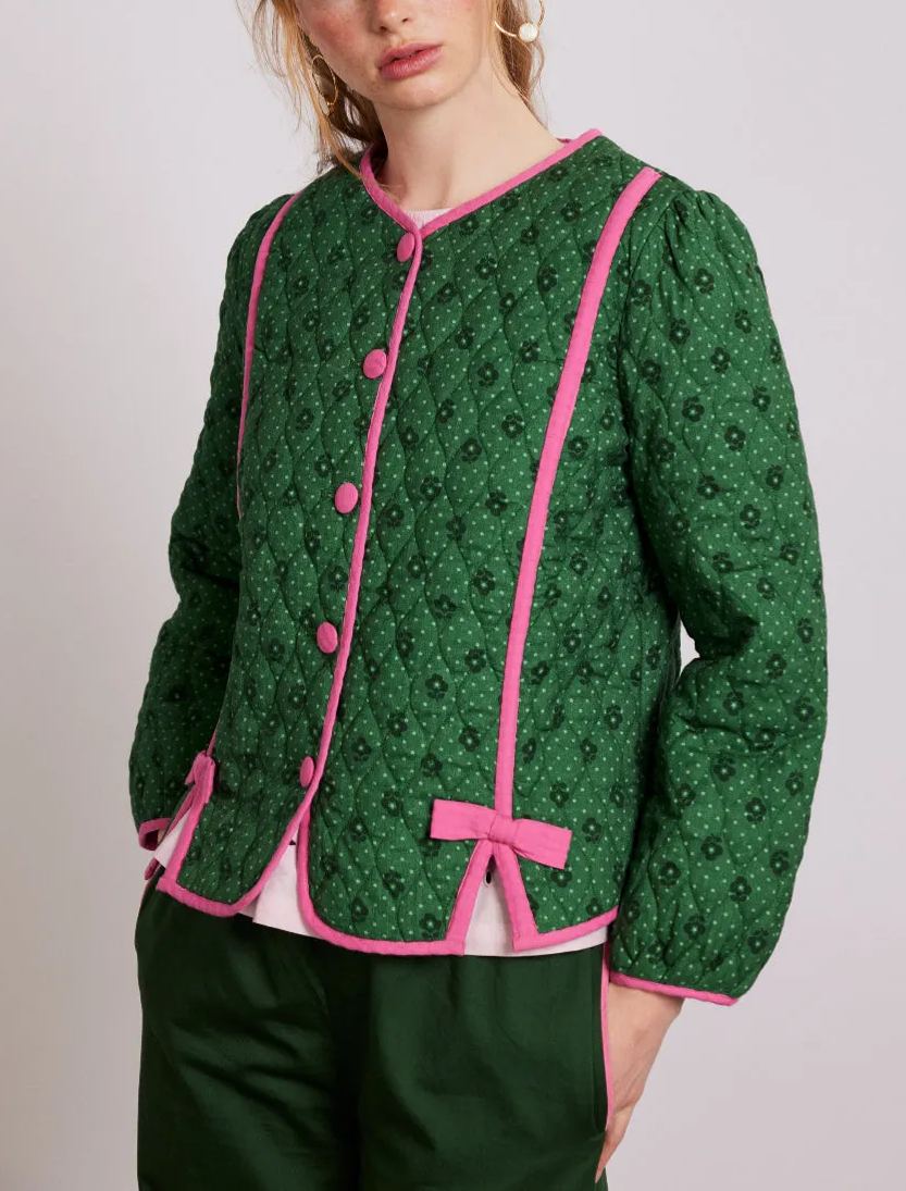 Green Life Pink Bow Jacket-Trafni