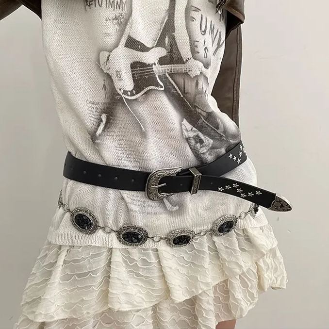 Vintage Star Studded Carved Belt-CALLISTARI