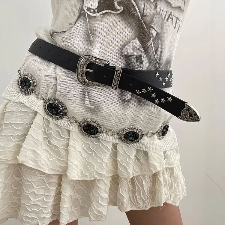 Vintage Star Studded Carved Belt-CALLISTARI