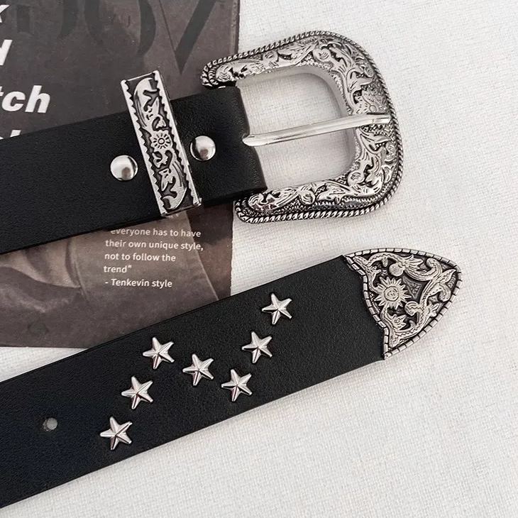 Vintage Star Studded Carved Belt-CALLISTARI