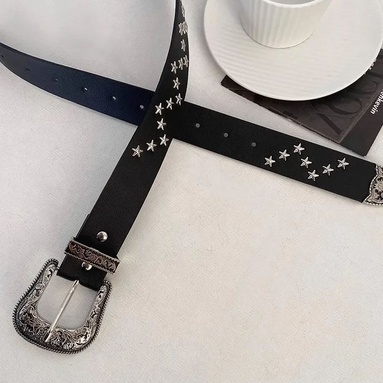 Vintage Star Studded Carved Belt-CALLISTARI