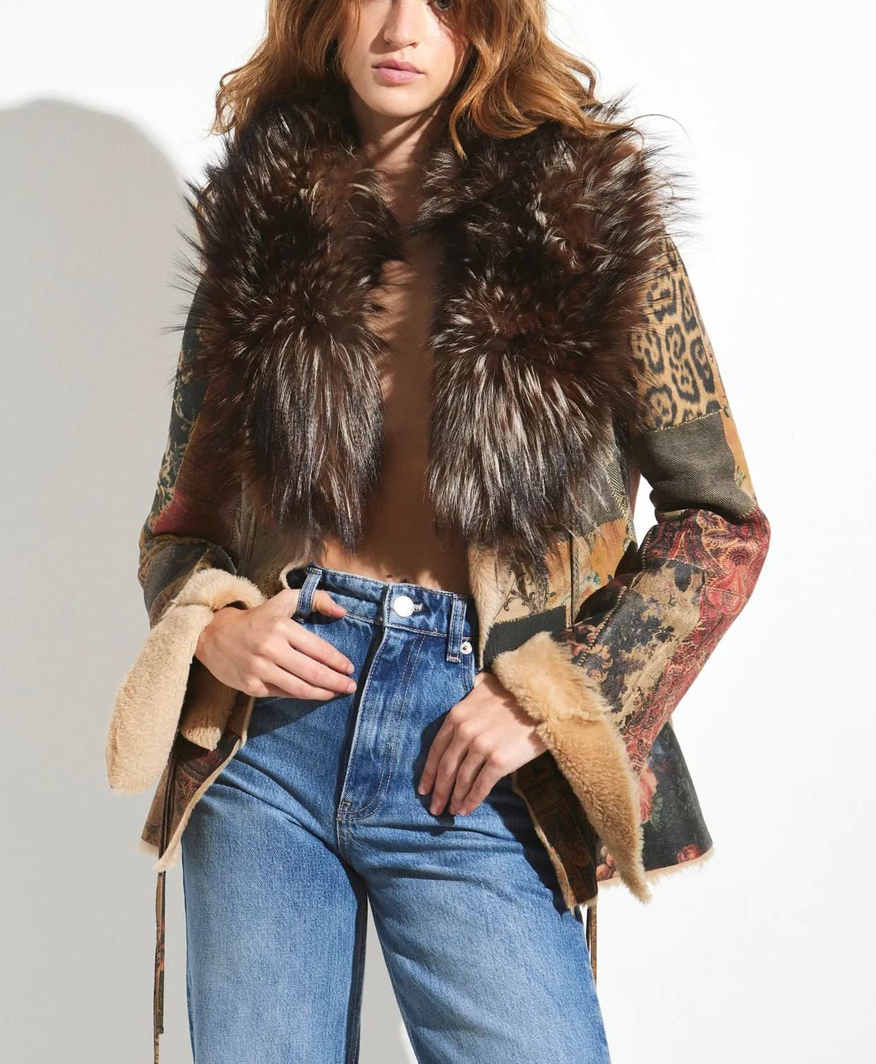 Floral Fur Biker Jacket