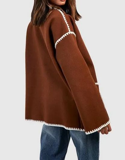 Kontrast-Jacke In Wolloptik