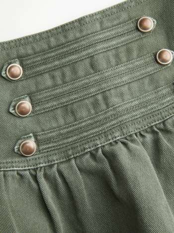 Military Button Cropped Jacket & Pleated Mini Skirt Set