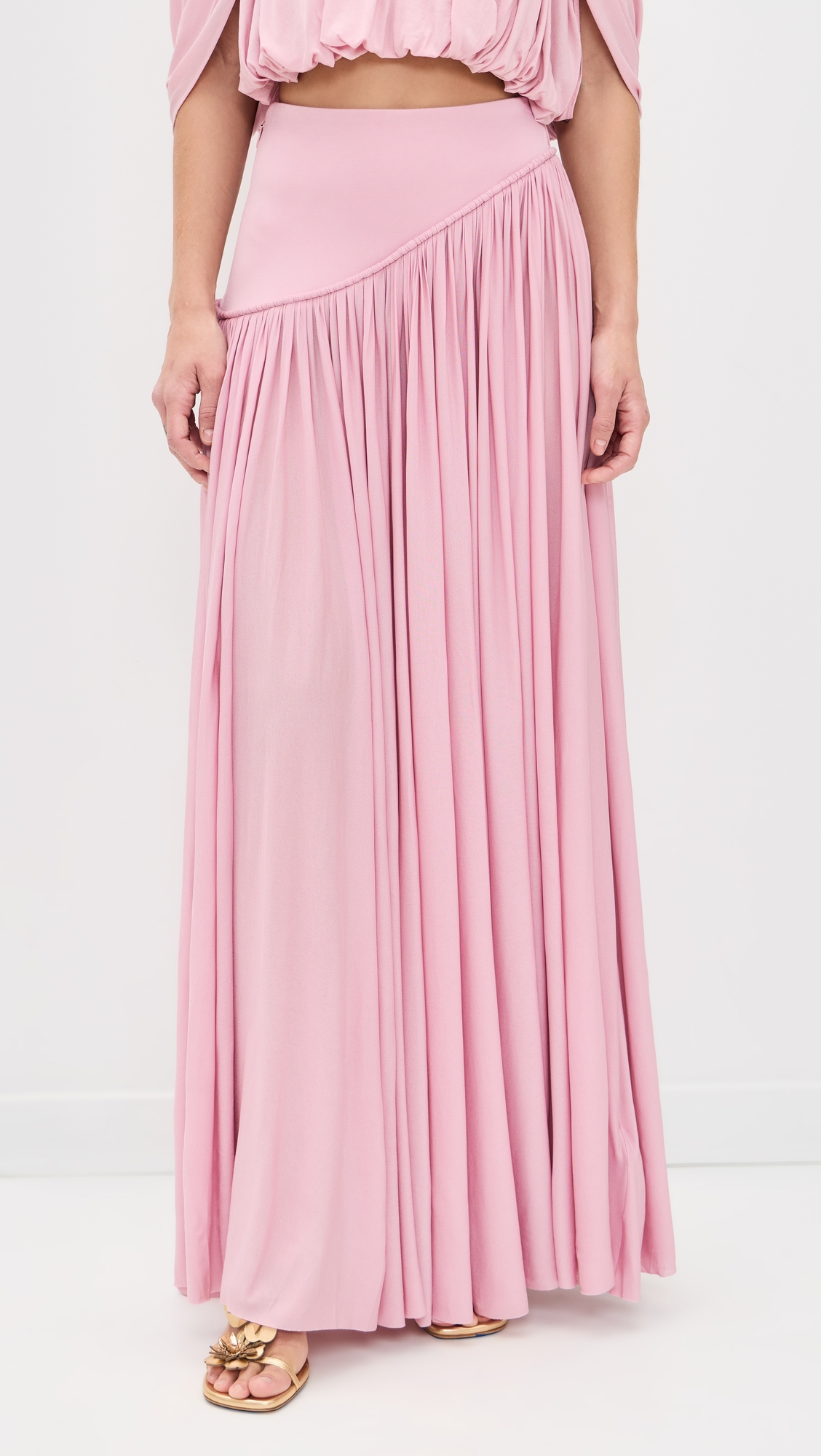 Pleated Crop Top and Maxi Skirt Set