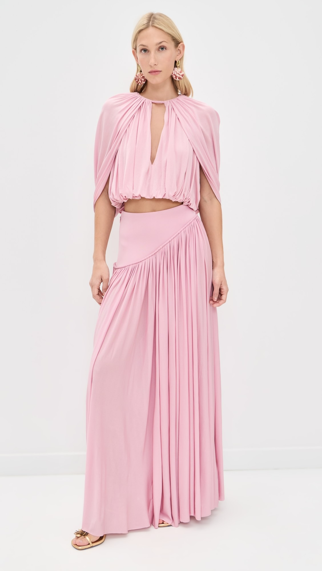 Pleated Crop Top and Maxi Skirt Set
