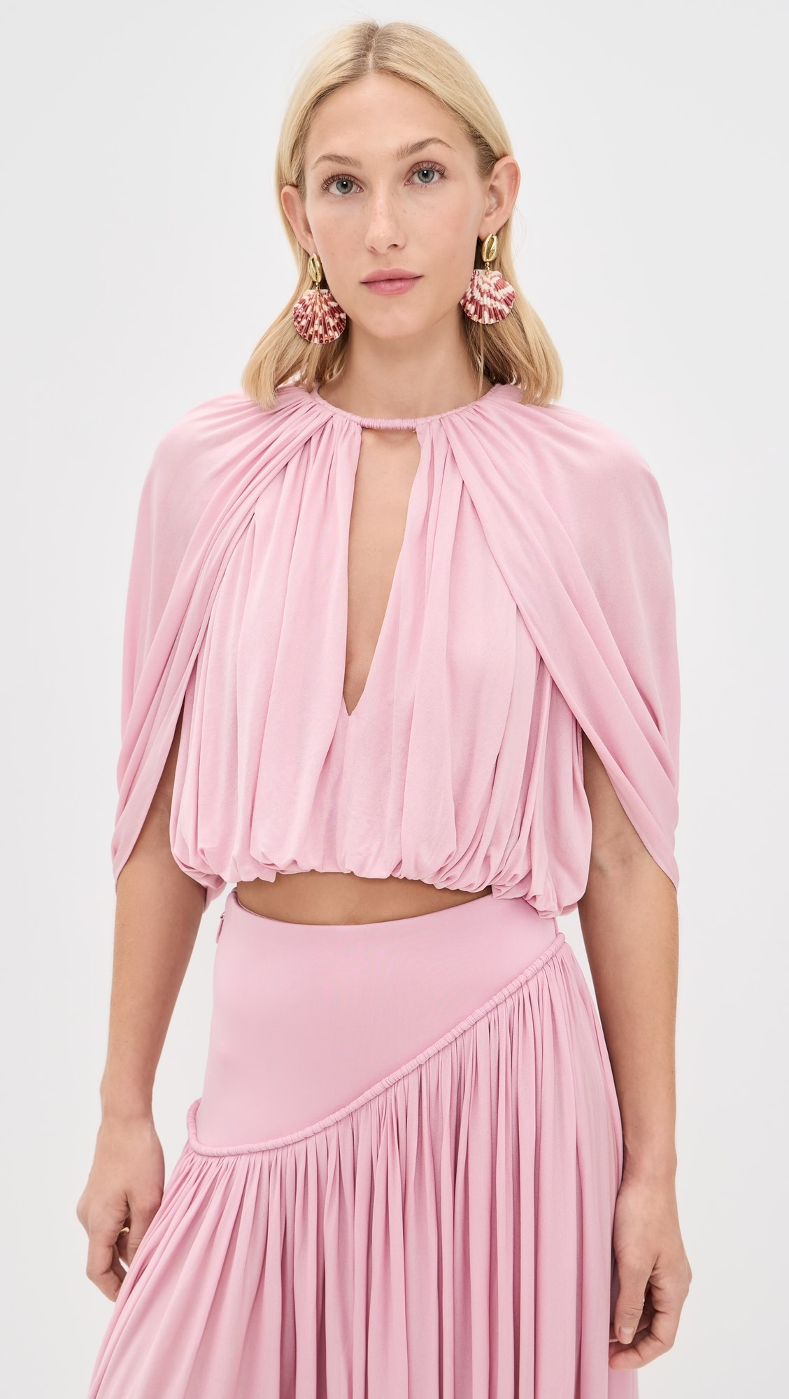 Pleated Crop Top and Maxi Skirt Set