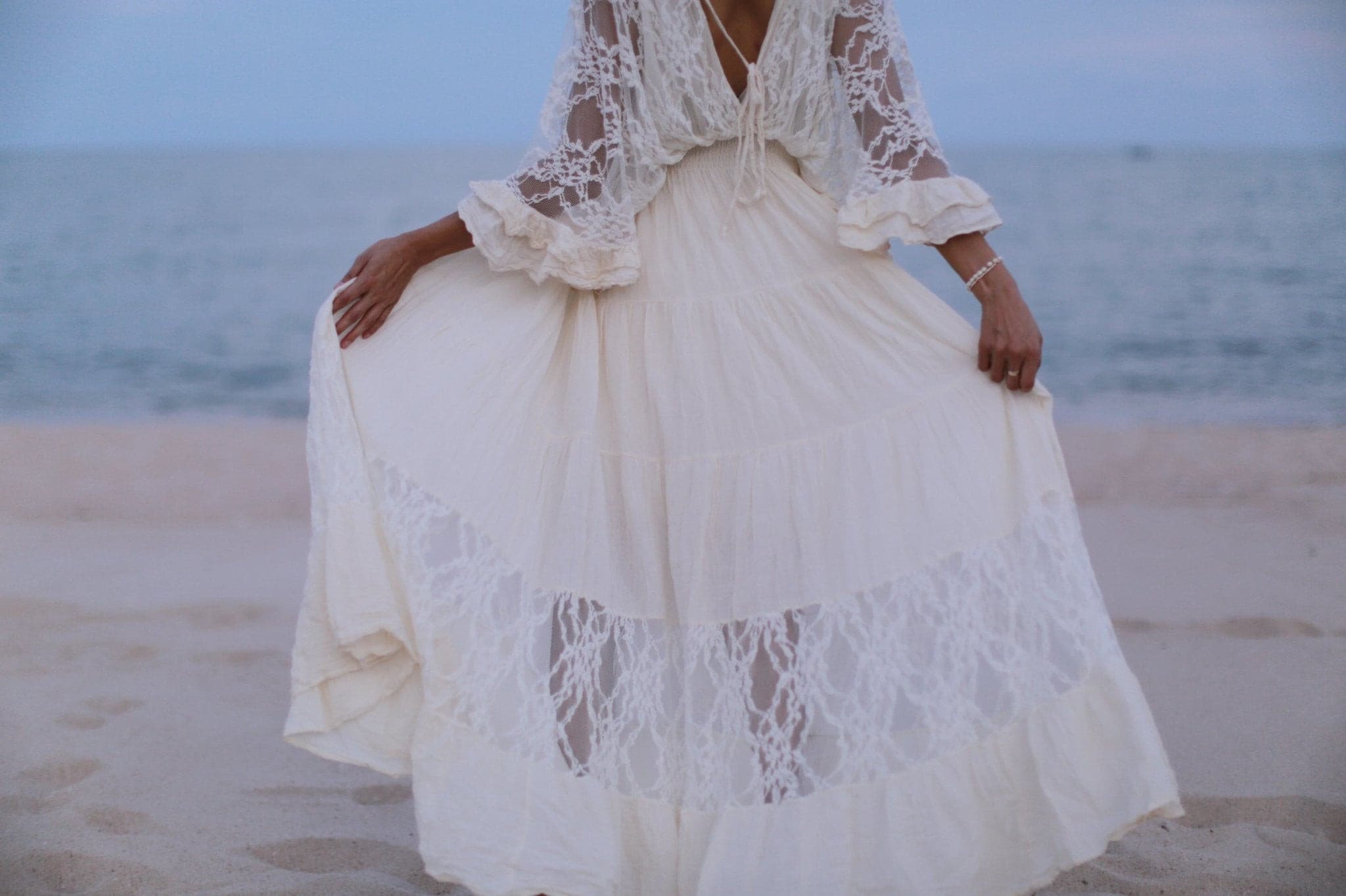 Holiday style lace deep v long dress-Mesadic