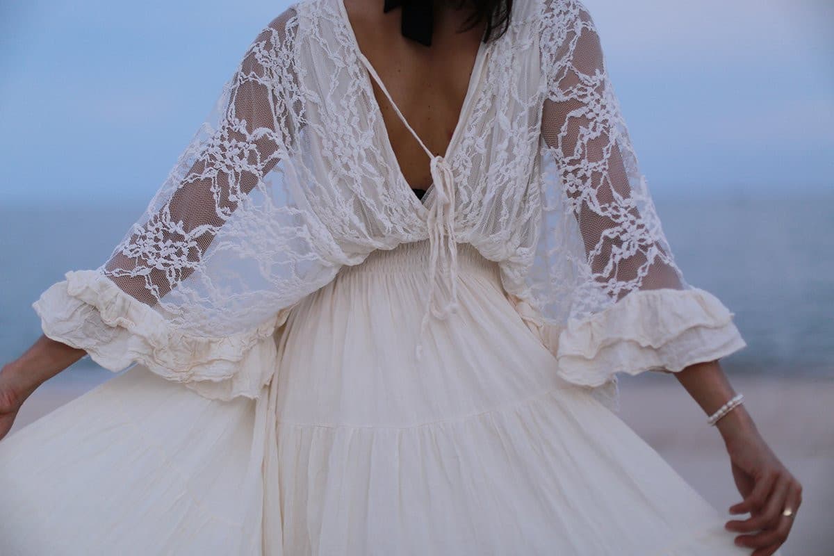 Holiday style lace deep v long dress-Mesadic