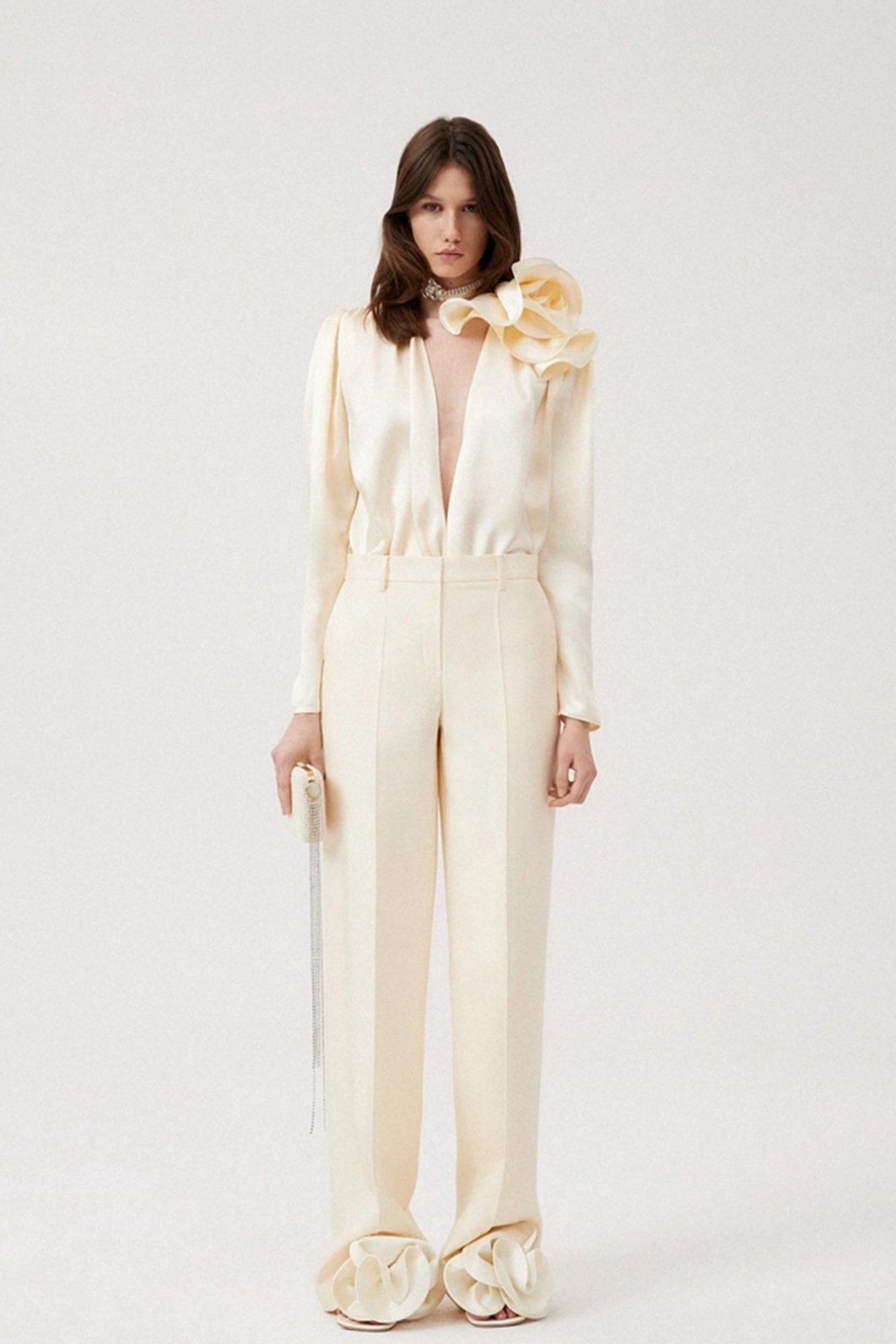 Lorraine Flower Satin Flowy Blouse-CALLISTARI