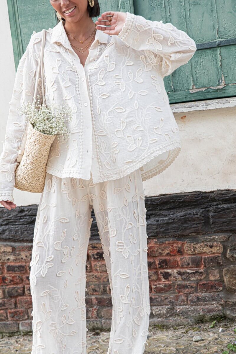 Callistari Unique Resort Style Jacquard Casual Loose Shirt-CALLISTARI