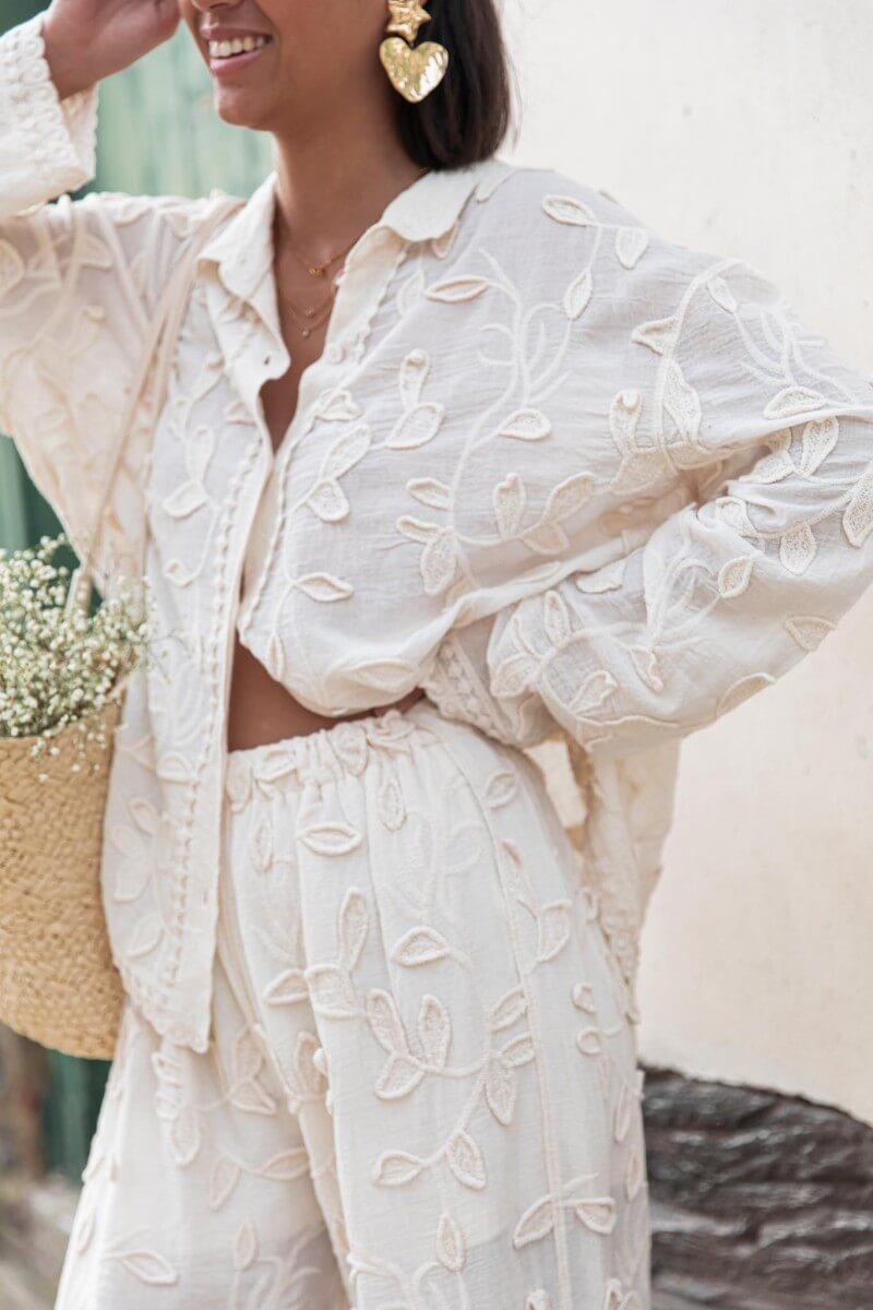 Callistari Unique Resort Style Jacquard Casual Loose Shirt-CALLISTARI