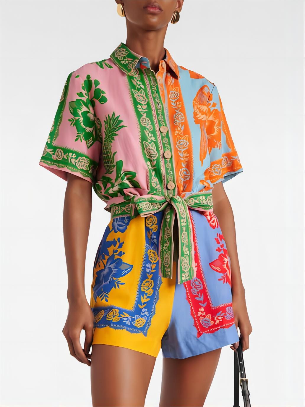 Unique Vintage Floral Print Belted Jumpsuit-CALLISTARI