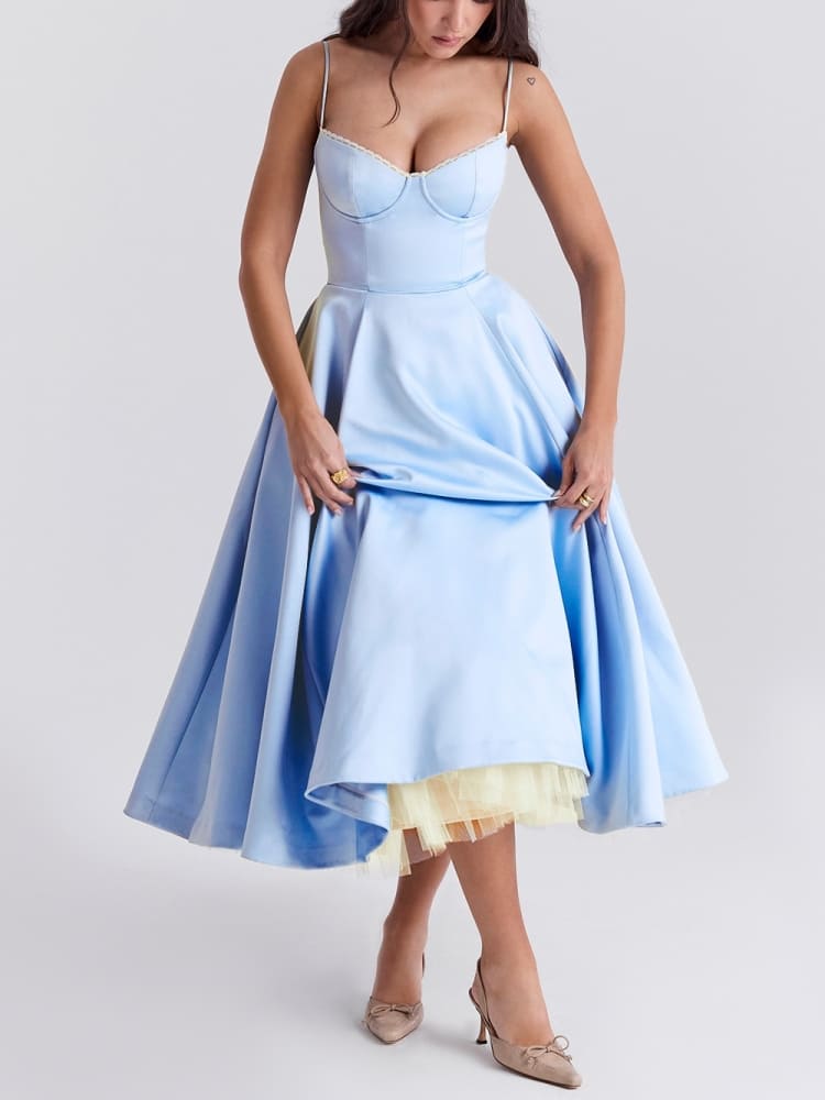 Cinderella Blue Tulle Midi Dress-CALLISTARI