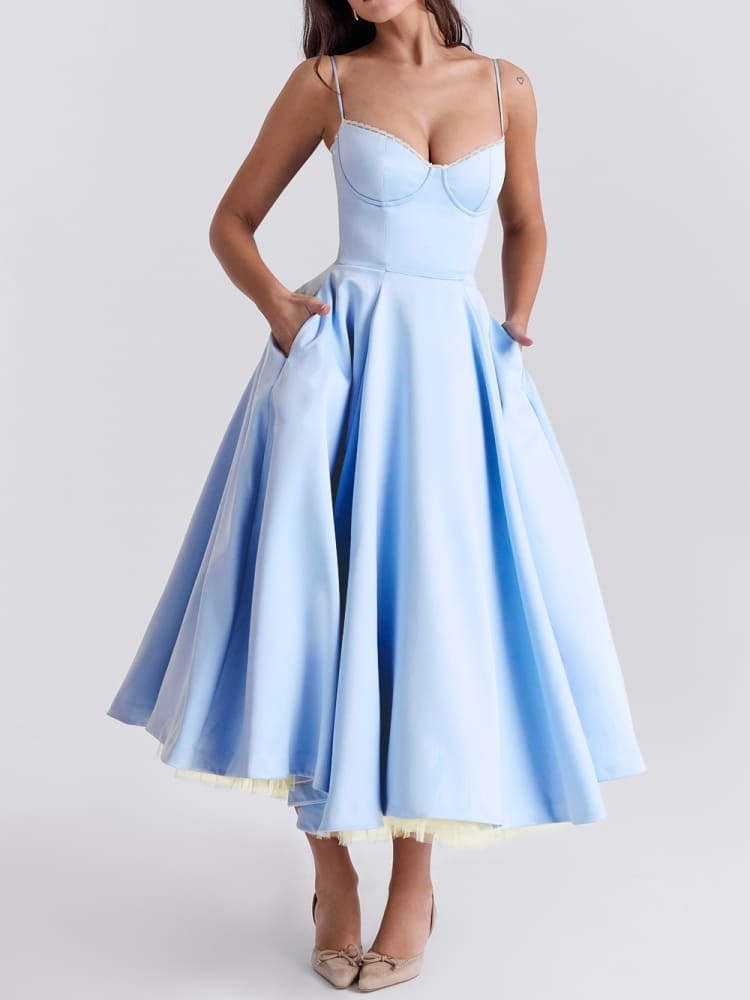 Cinderella Blue Tulle Midi Dress-CALLISTARI