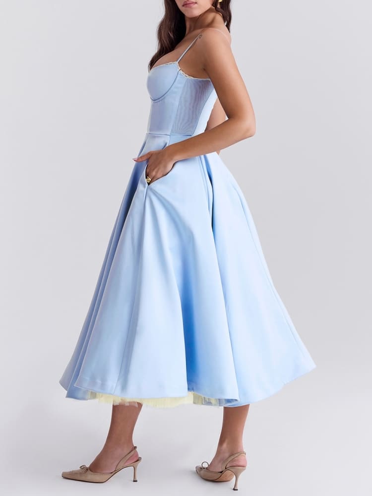 Cinderella Blue Tulle Midi Dress-CALLISTARI