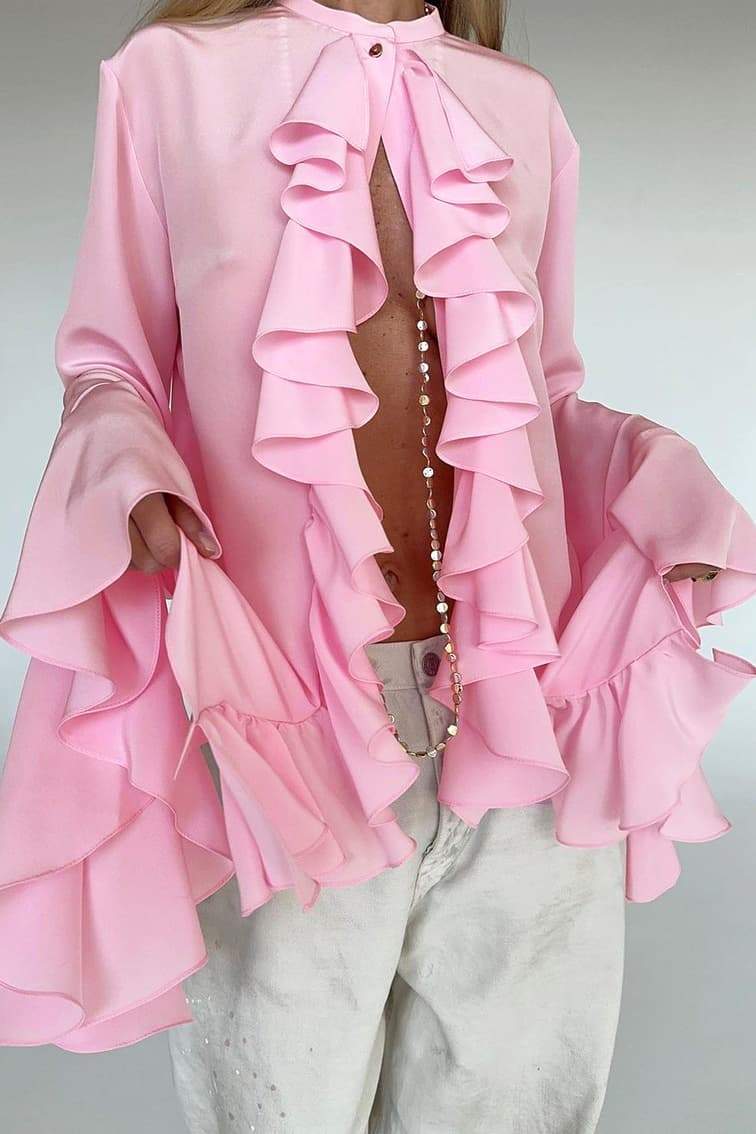 Michelle Semi-sheer Ruffle Blouse-CALLISTARI