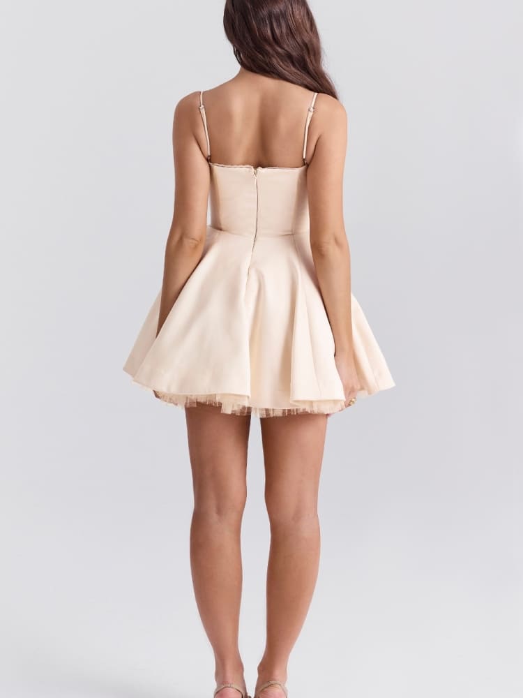 Vintage Cream Tulle Mini Dress-CALLISTARI