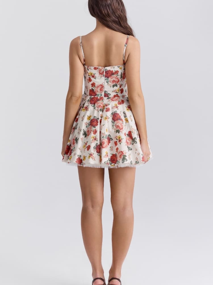 Italian Rose Print Tulle Mini Dress-CALLISTARI