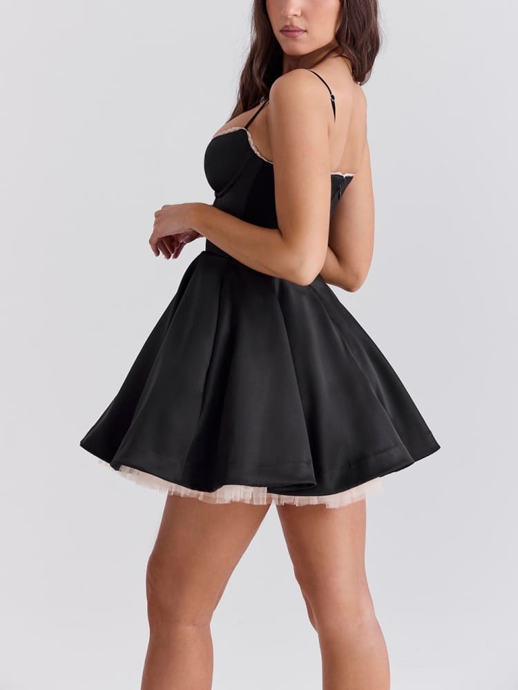 Black Tulle Mini Dress-CALLISTARI