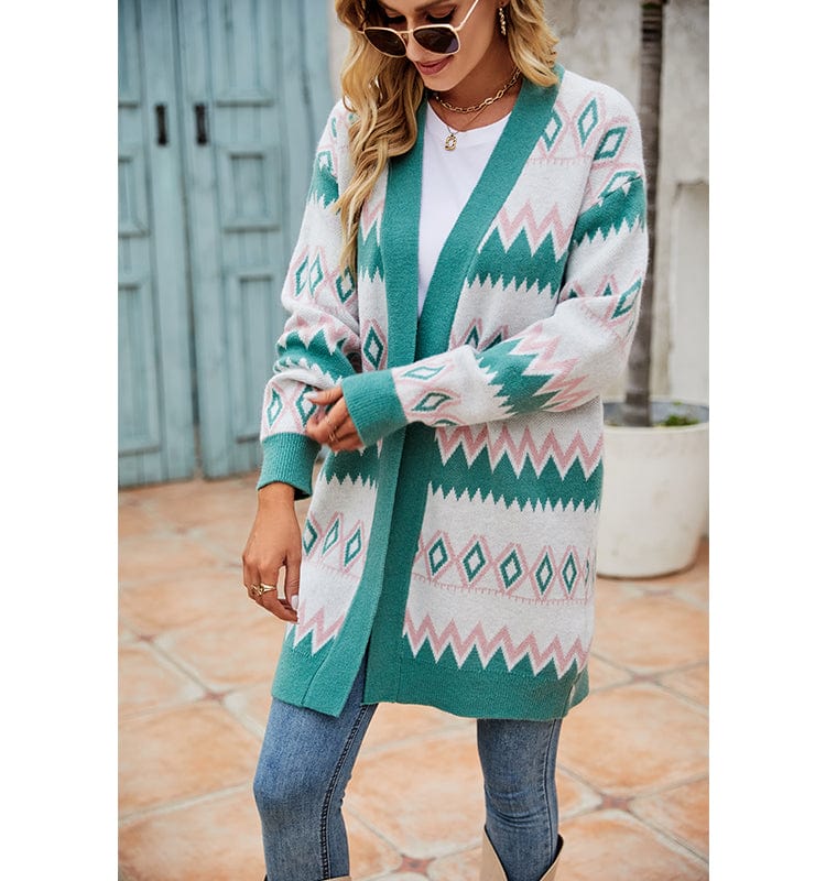 Claire Geometric Print Cardigan-Mesadic