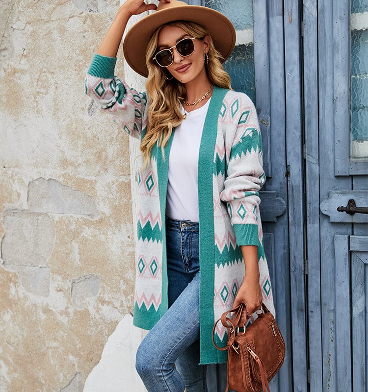 Claire Geometric Print Cardigan-Mesadic