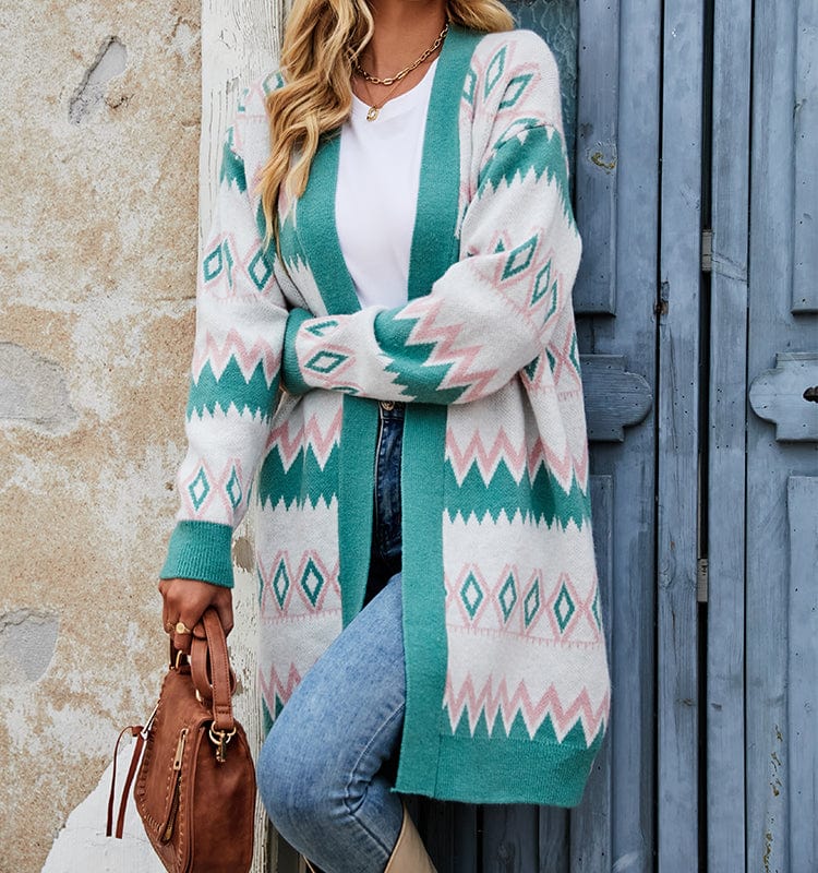 Claire Geometric Print Cardigan-Mesadic
