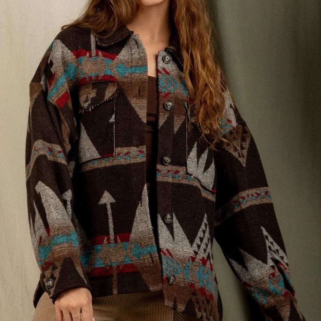Mikaela Brown Aztec Jacket-CALLISTARI