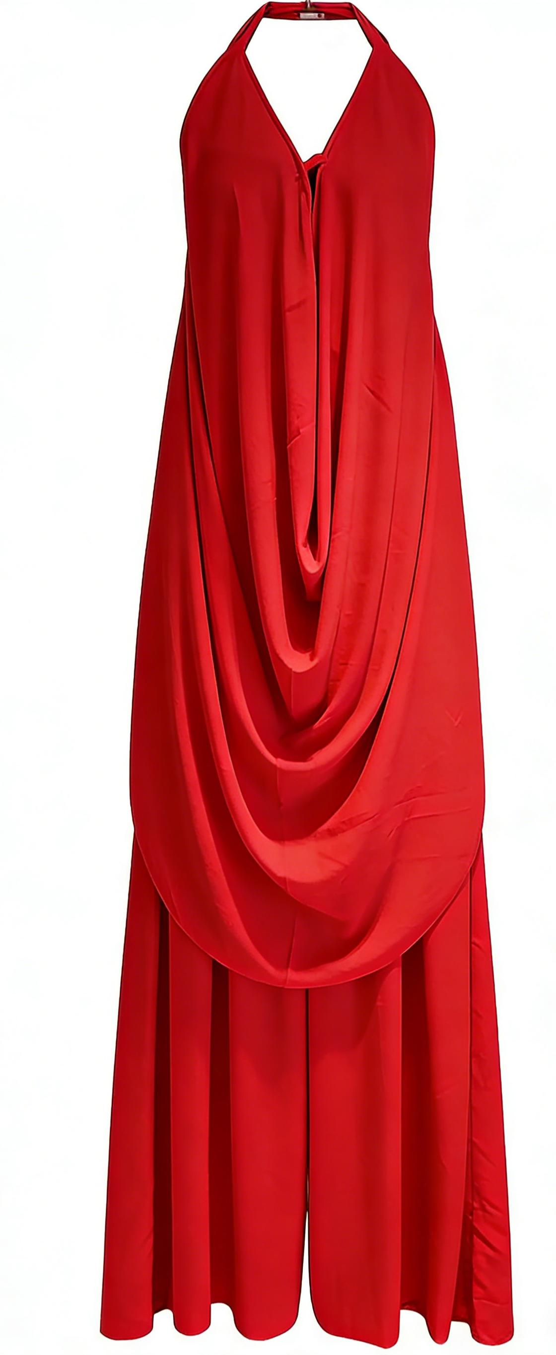 Backless ruffled top and wide-leg pants set